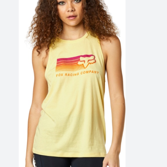 🦊💫  Fox Racing Drifter Womens Tank Top • Light Yellow •  XS  ☀️ - Picture 2 of 6